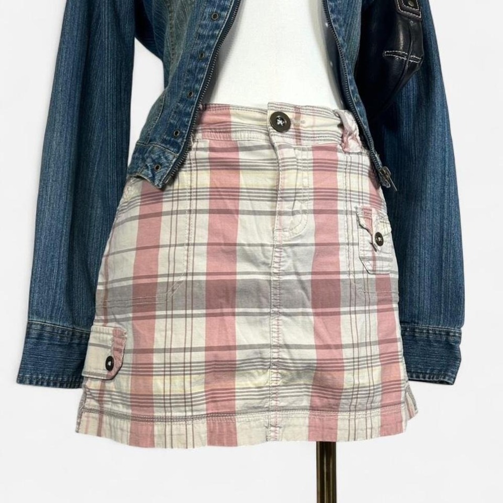Y2K Pink Plaid Mini Cargo Skort Womens 6 Petite Preppy Sporty Athleisure
